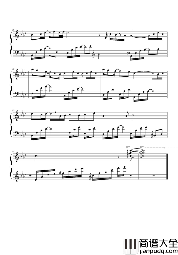 经过钢琴谱_何洁_陈楚生_多幸运有你为伴每个挫折