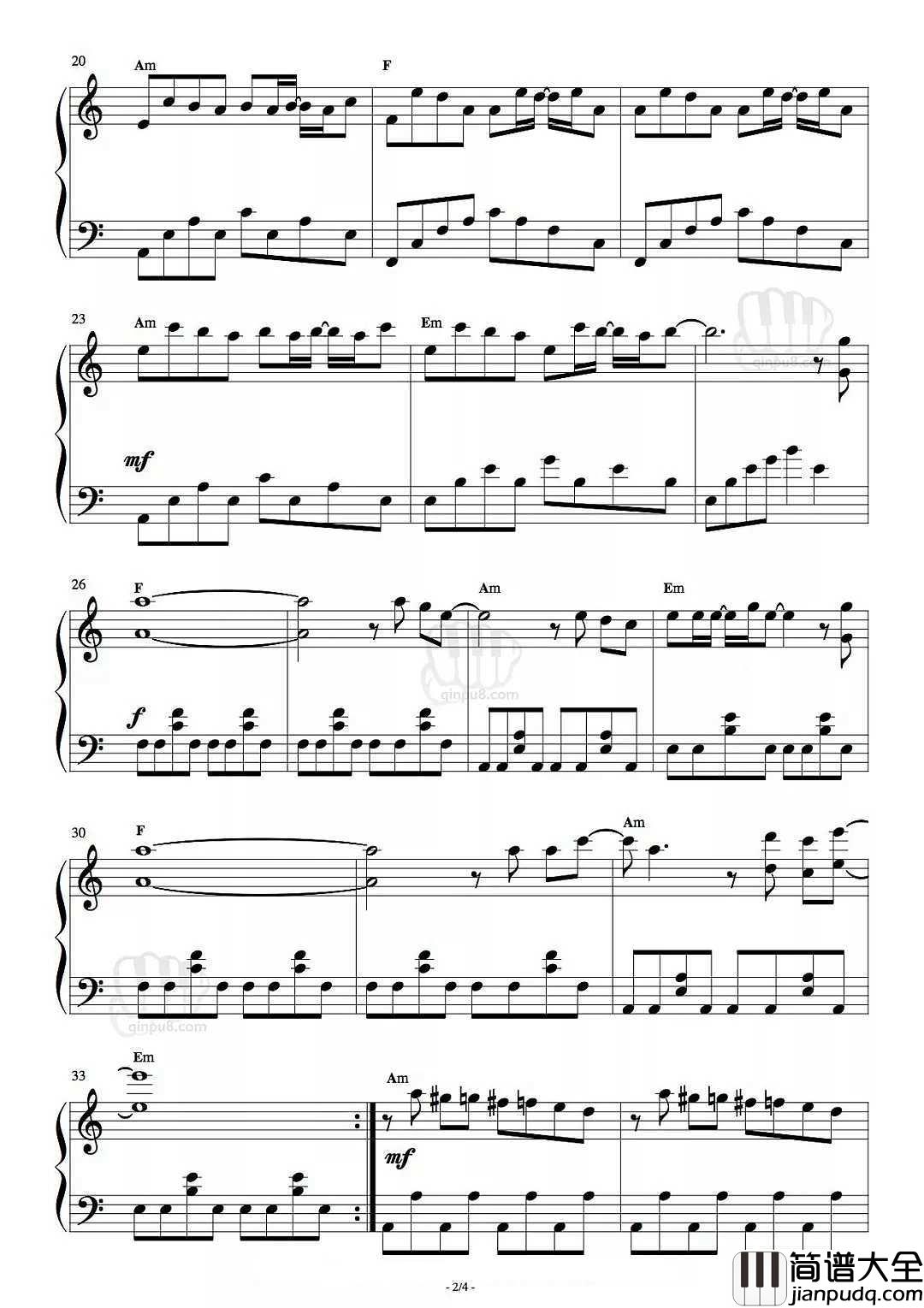 I_will_carry_you钢琴谱_五月天_王者荣耀团队主打歌