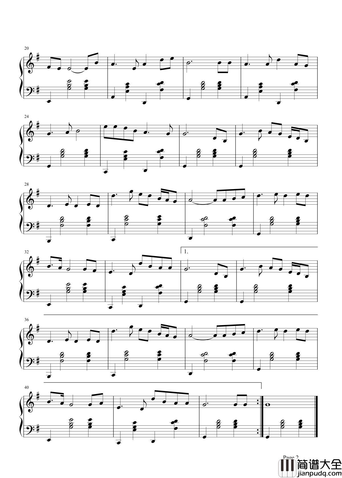 偏偏喜欢你钢琴谱_陈百强_所爱隔山海山海皆可平