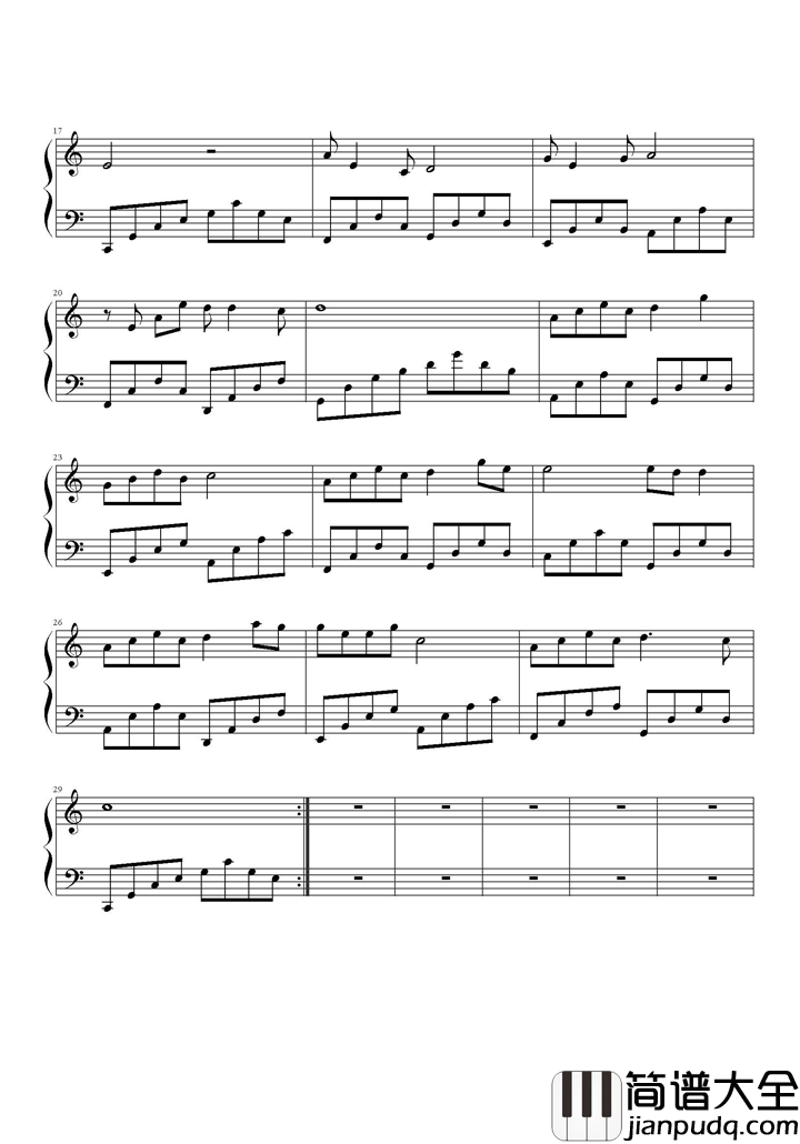 海上的月亮钢琴谱_李宇春_一生就这样和你静默守望