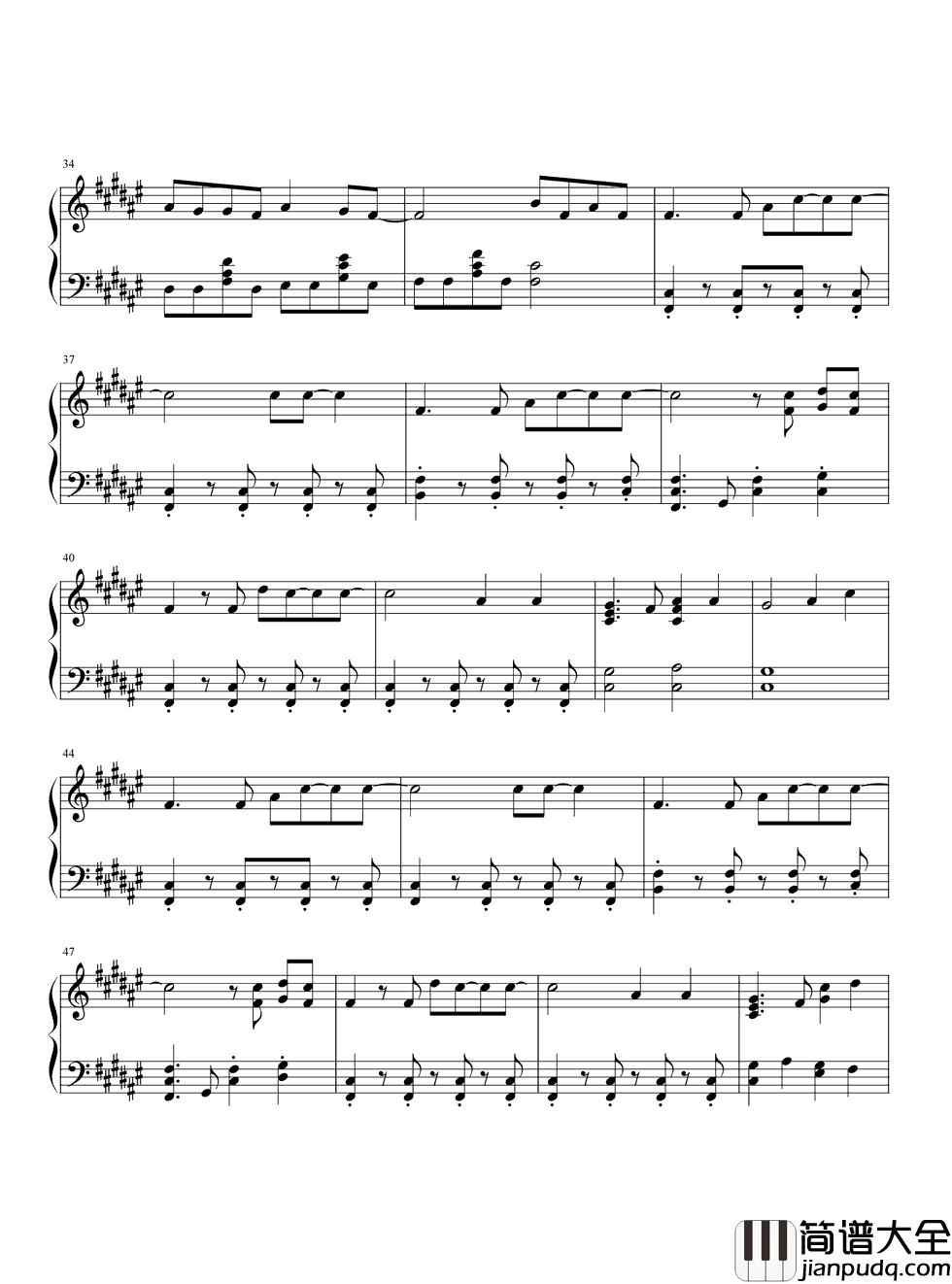 奔跑钢琴谱_羽泉_一路奔跑_步履未停