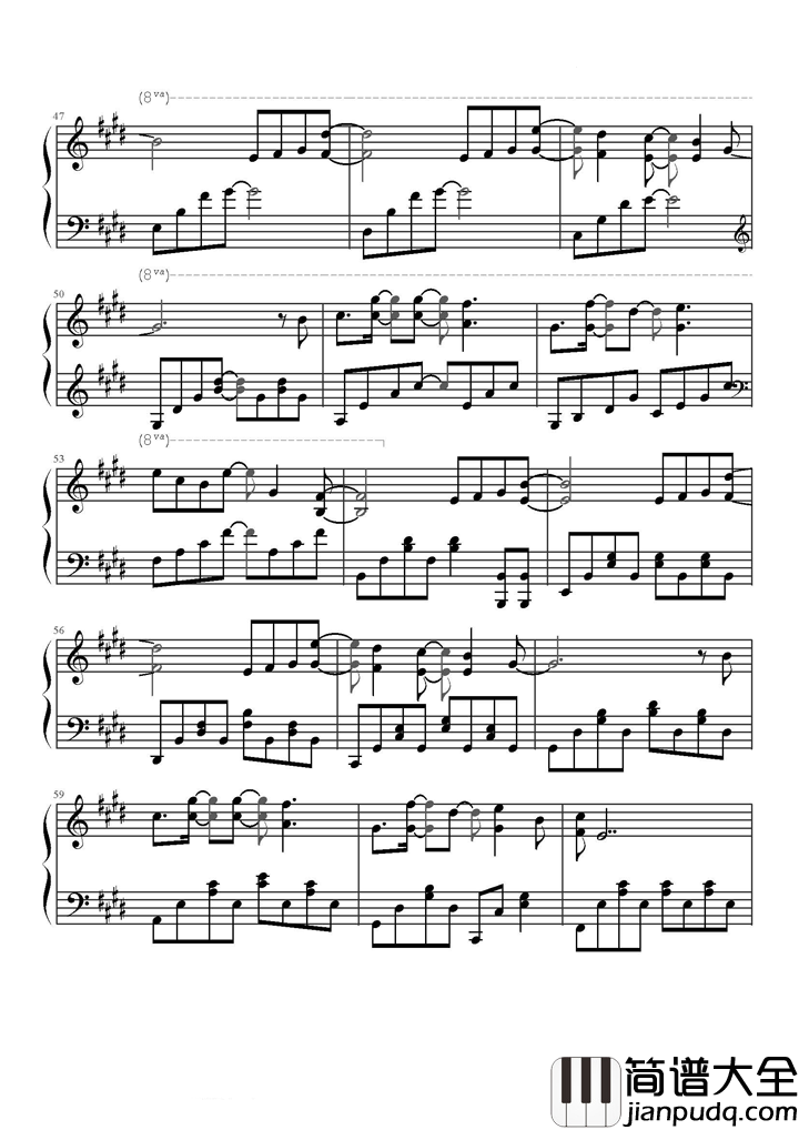 那个远方钢琴谱_陈楚生_就算逆着光_梦想也清晰