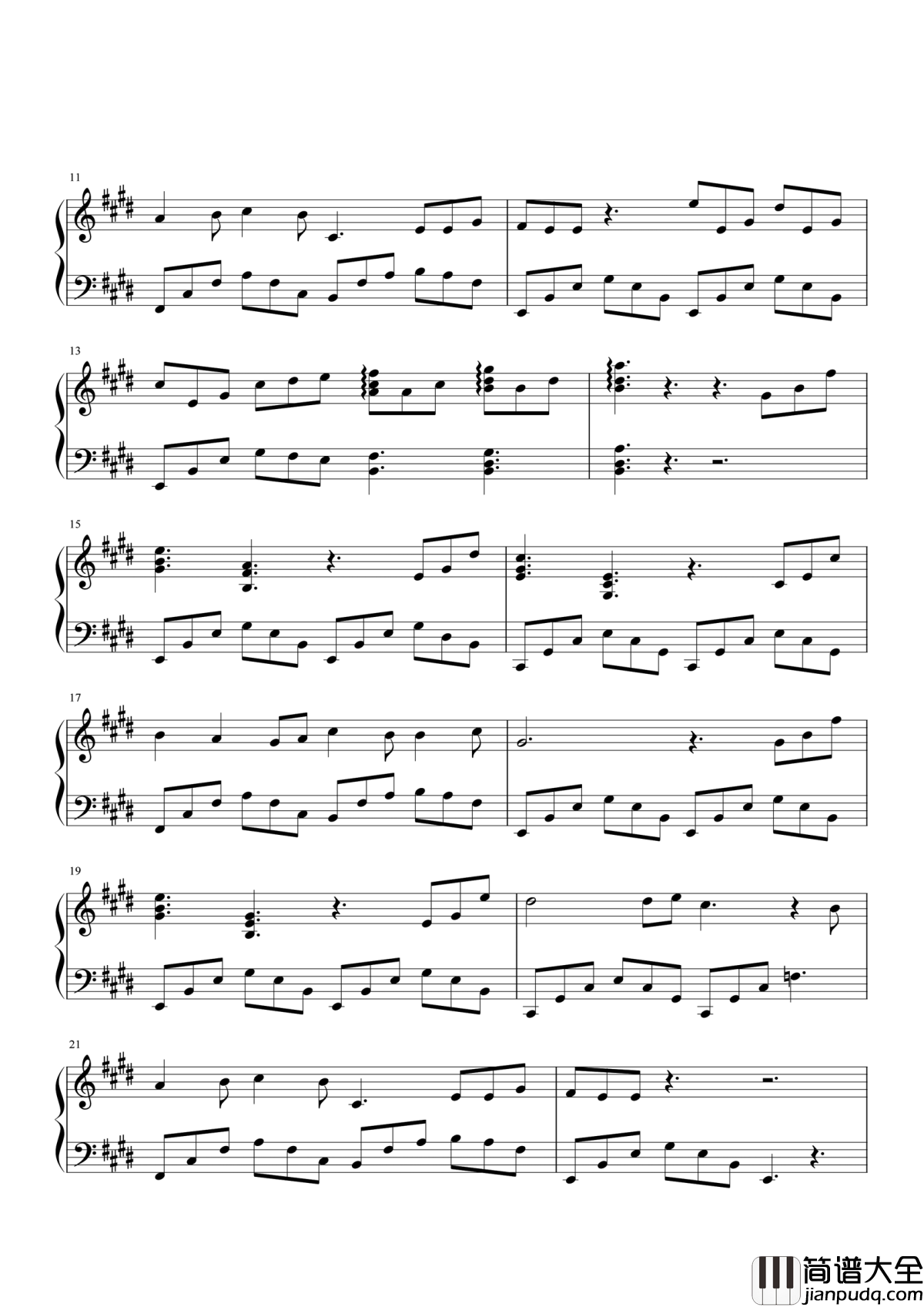 最长的旅途钢琴谱_李琦_离开她的回忆后重复的活着