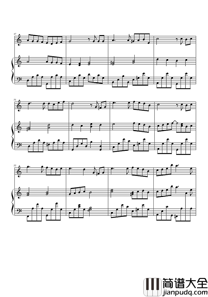 彩虹钢琴谱_周杰伦_看不见你的笑_我怎么睡得着