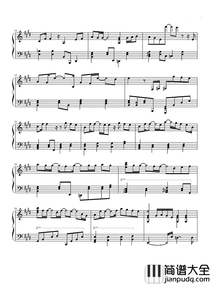 最长的电影钢琴谱_周杰伦_我们的开始_是很长的电影