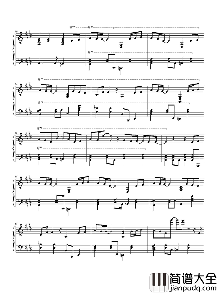 最长的电影钢琴谱_周杰伦_我们的开始_是很长的电影