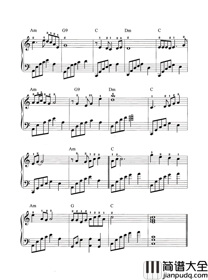 相见在明天钢琴谱_邓丽君_你没忘记我我也常怀念