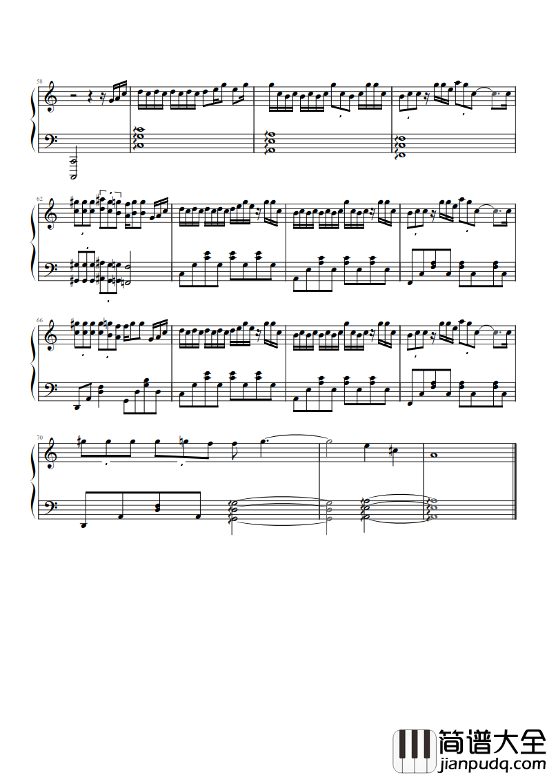 疯人愿钢琴谱_魏晨_说不出爱你是我太固执