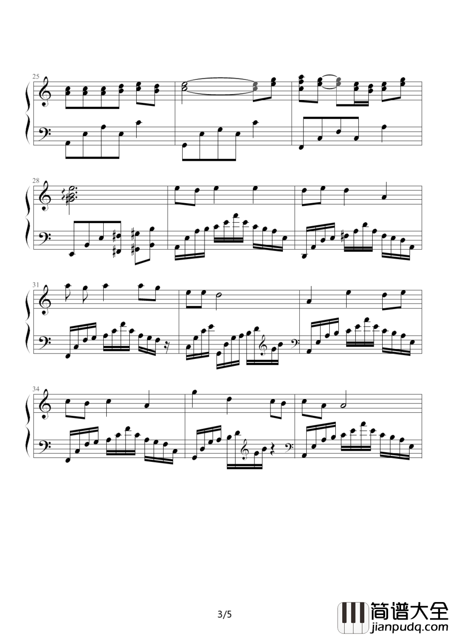 渡情钢琴谱_高胜美_千年缠绵,有情人终成眷属