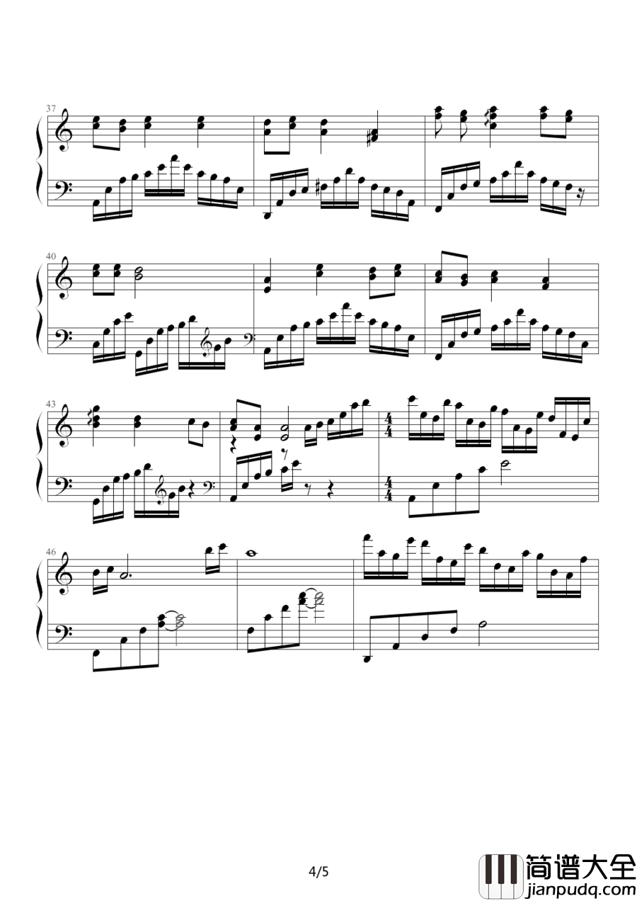 渡情钢琴谱_高胜美_千年缠绵,有情人终成眷属