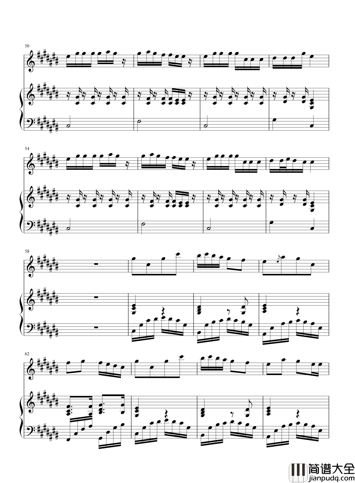 香水百合钢琴谱_张韶涵_终于我们重新遇见遗失的美好