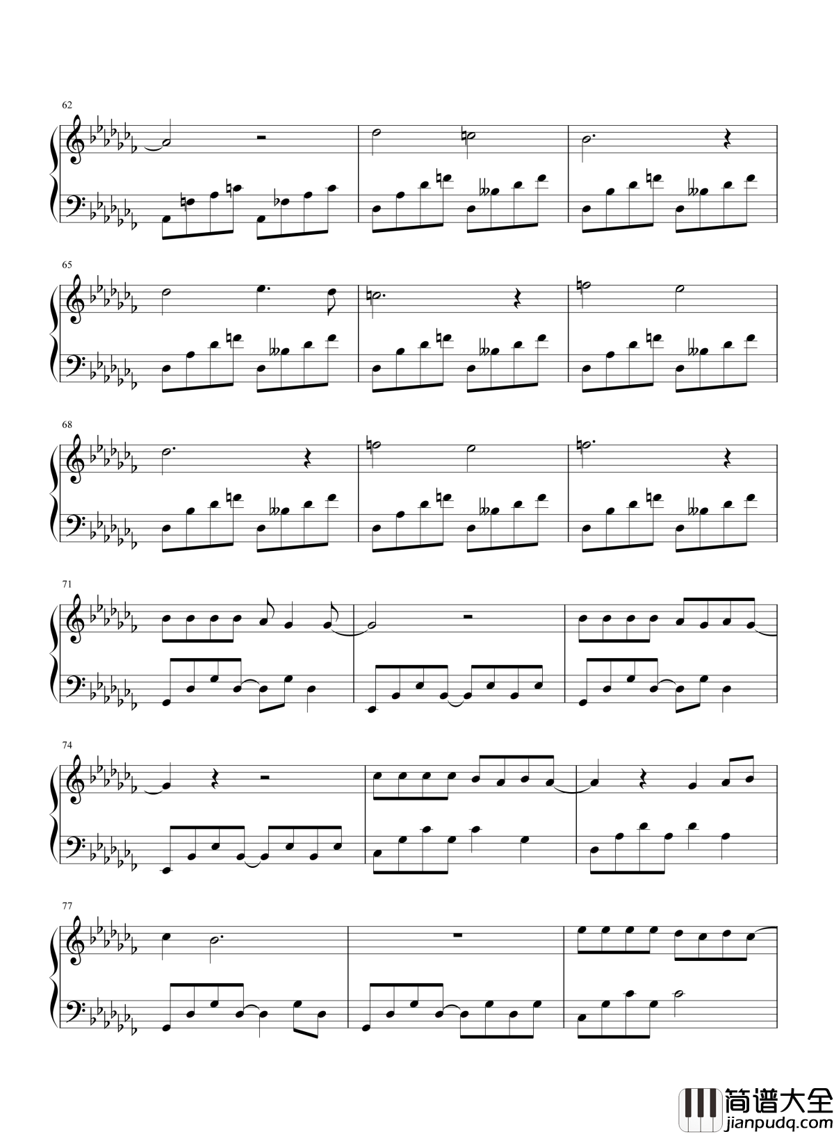 春风十里不如你钢琴谱_李健｜温暖在我心里