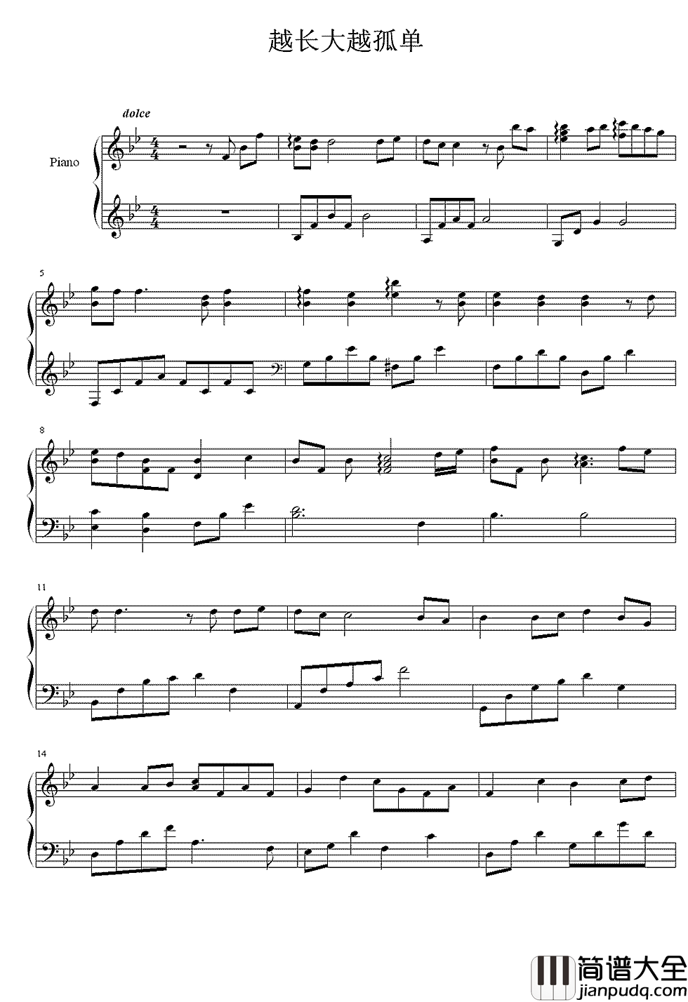 越长大越孤单钢琴谱_不如喝下这一杯“牛奶咖啡”