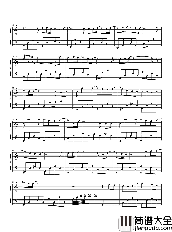 爱转角钢琴谱_罗志祥_转角遇到爱电视剧片尾曲