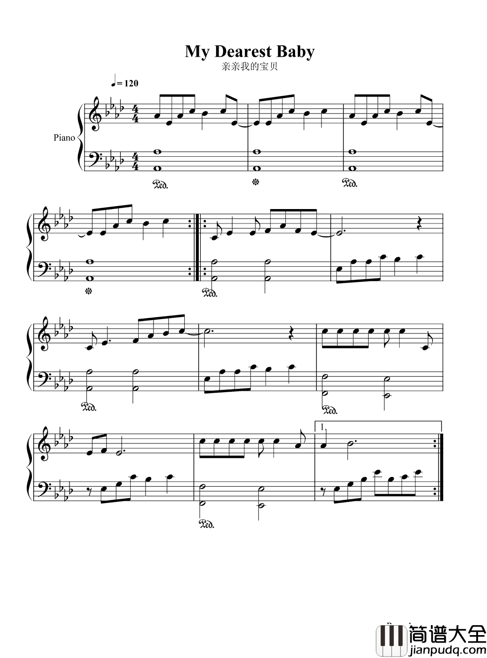 亲亲我的宝贝钢琴谱_周华健|非常好听的歌曲