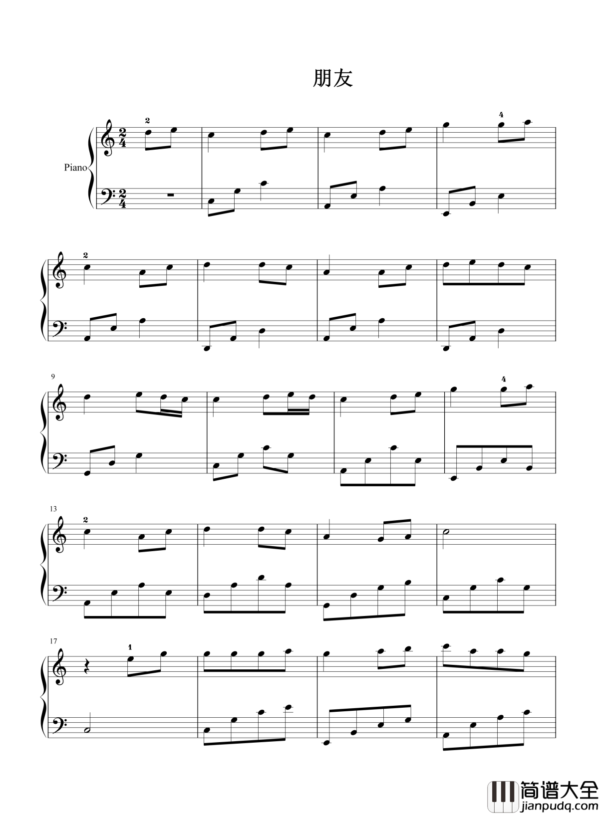 朋友钢琴谱_周华健|朋友_一生一起走_那些日子_不再有