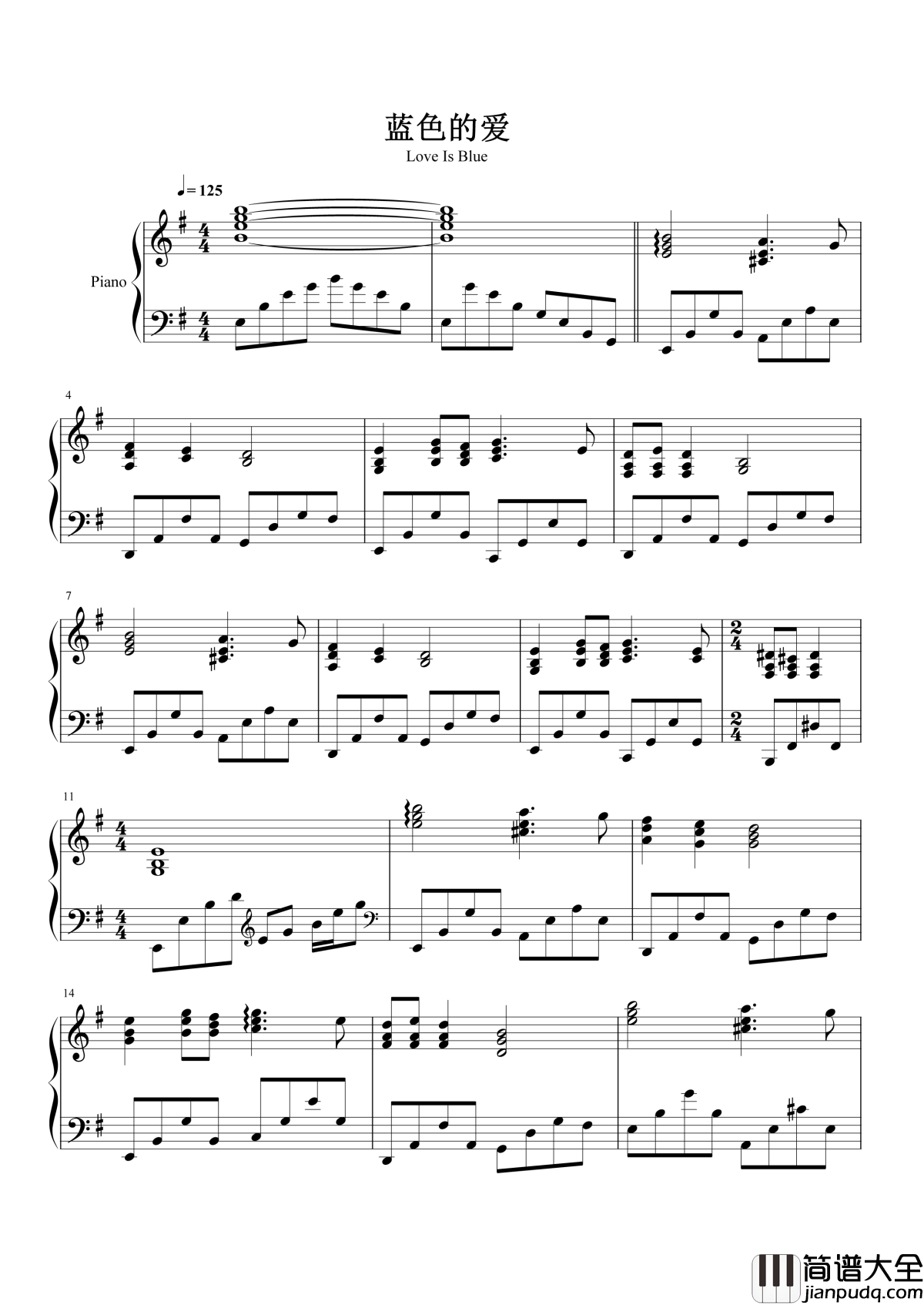 蓝色的爱钢琴谱_保罗·莫里哀_没有他的轻音乐,何止缺了蓝色的浪漫