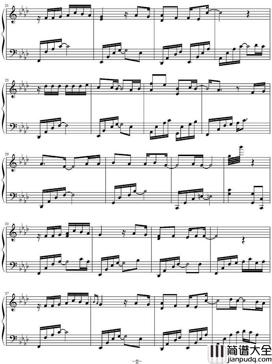 半城烟沙钢琴谱_许嵩_一座城_万骨枯