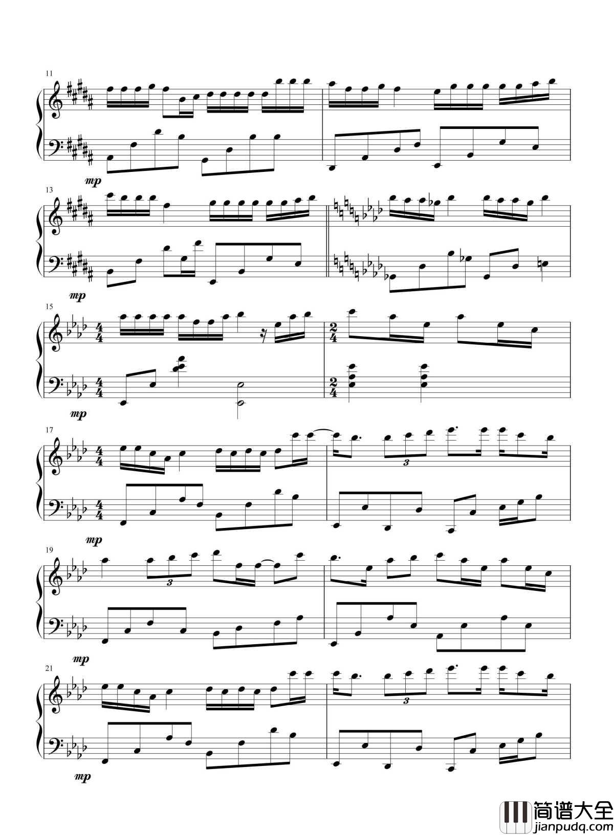 我在那一角落患过伤风钢琴谱_冯曦妤