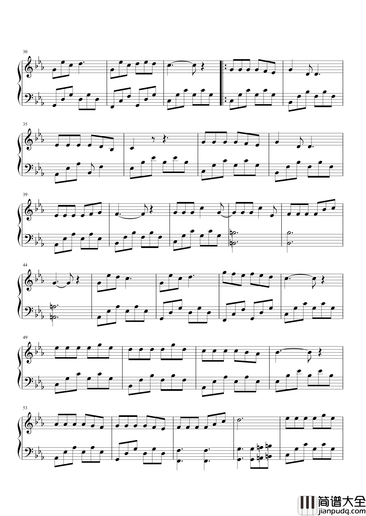 三生三世钢琴谱_张杰_灼灼桃花,一朵在心