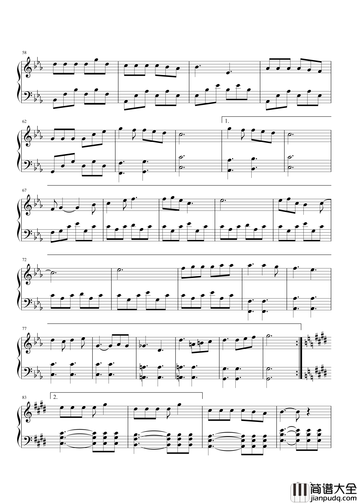 三生三世钢琴谱_张杰_灼灼桃花,一朵在心