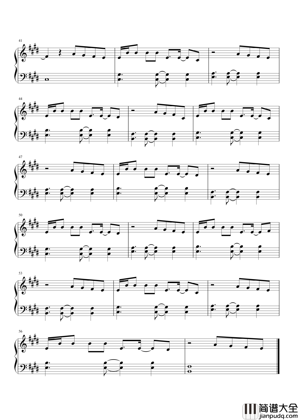 光年之外钢琴谱_邓紫棋_执着的倔强