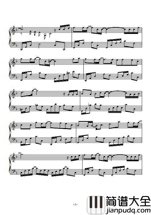 那些年钢琴谱__胡夏__那些年错过的大雨,那些年错过的爱情