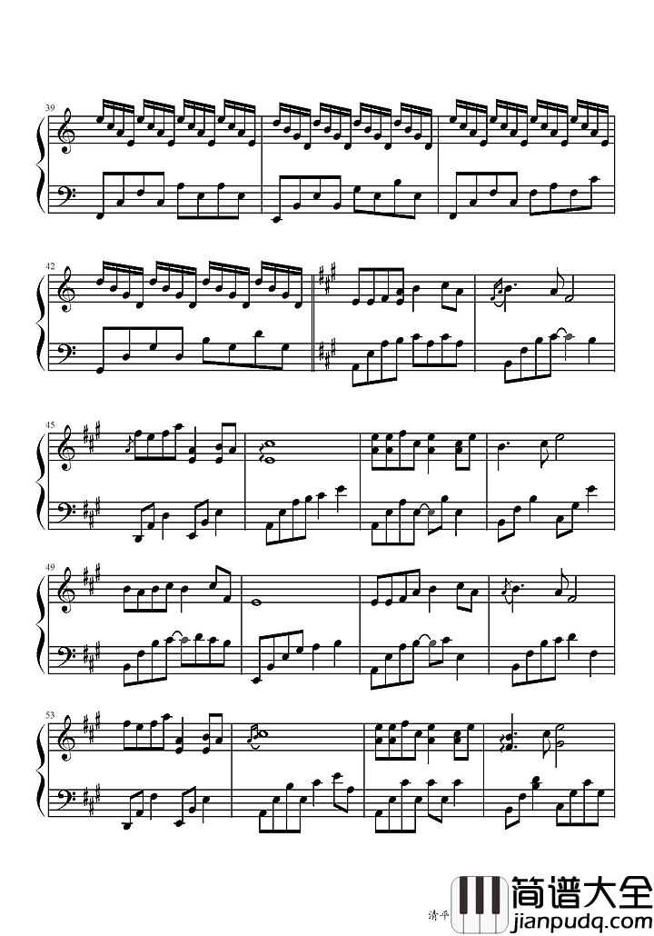 清平调钢琴谱_王菲|云想衣裳花想容,春风拂槛露华浓