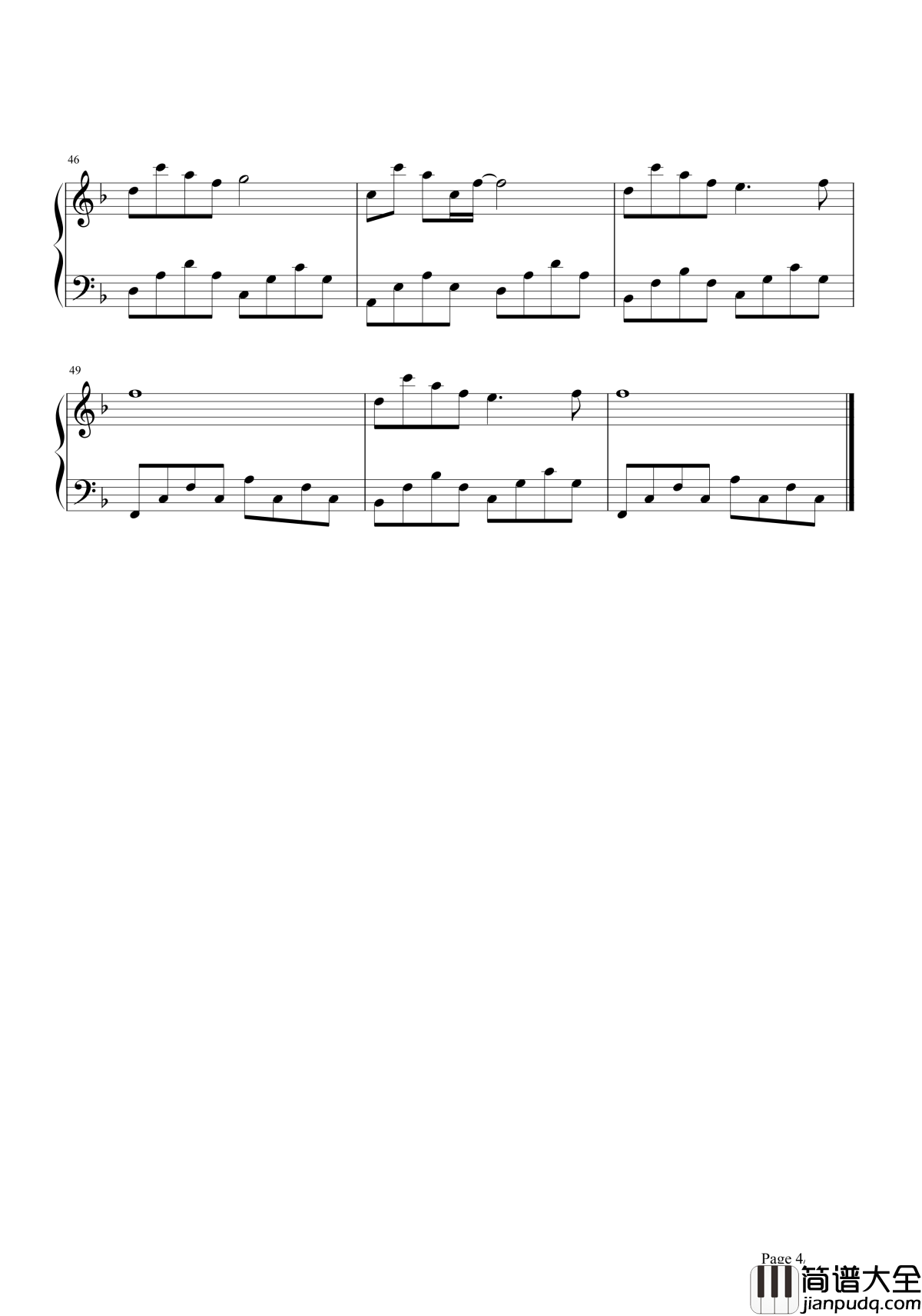 可惜不是你钢琴谱_梁静茹_如果能重来还会不会是你