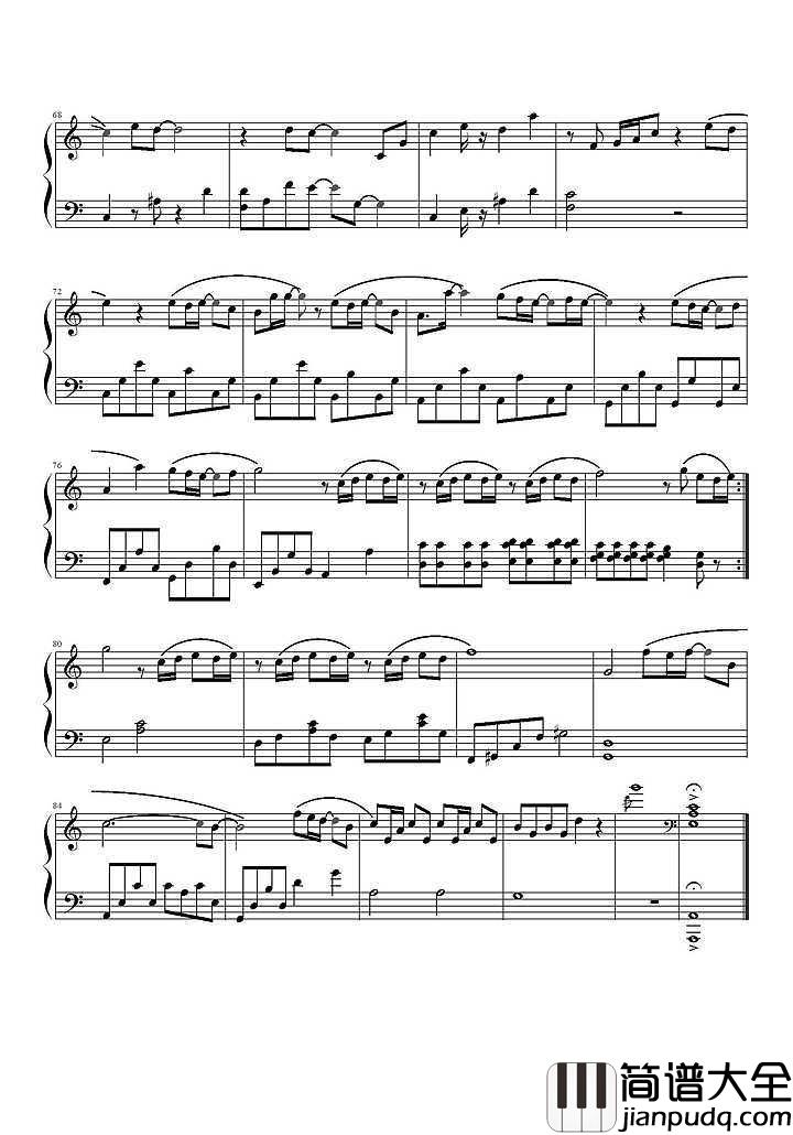 可惜没如果钢琴谱_极简版_俊杰_可惜没如果_只剩下结果