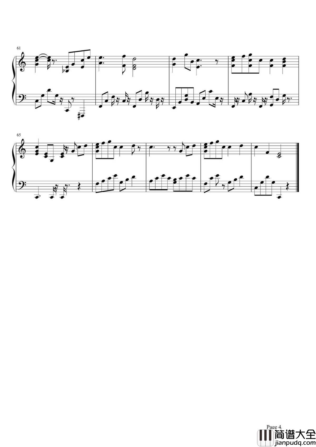 蒲公英的约定钢琴谱_周杰伦_说好一起,初恋的味道~