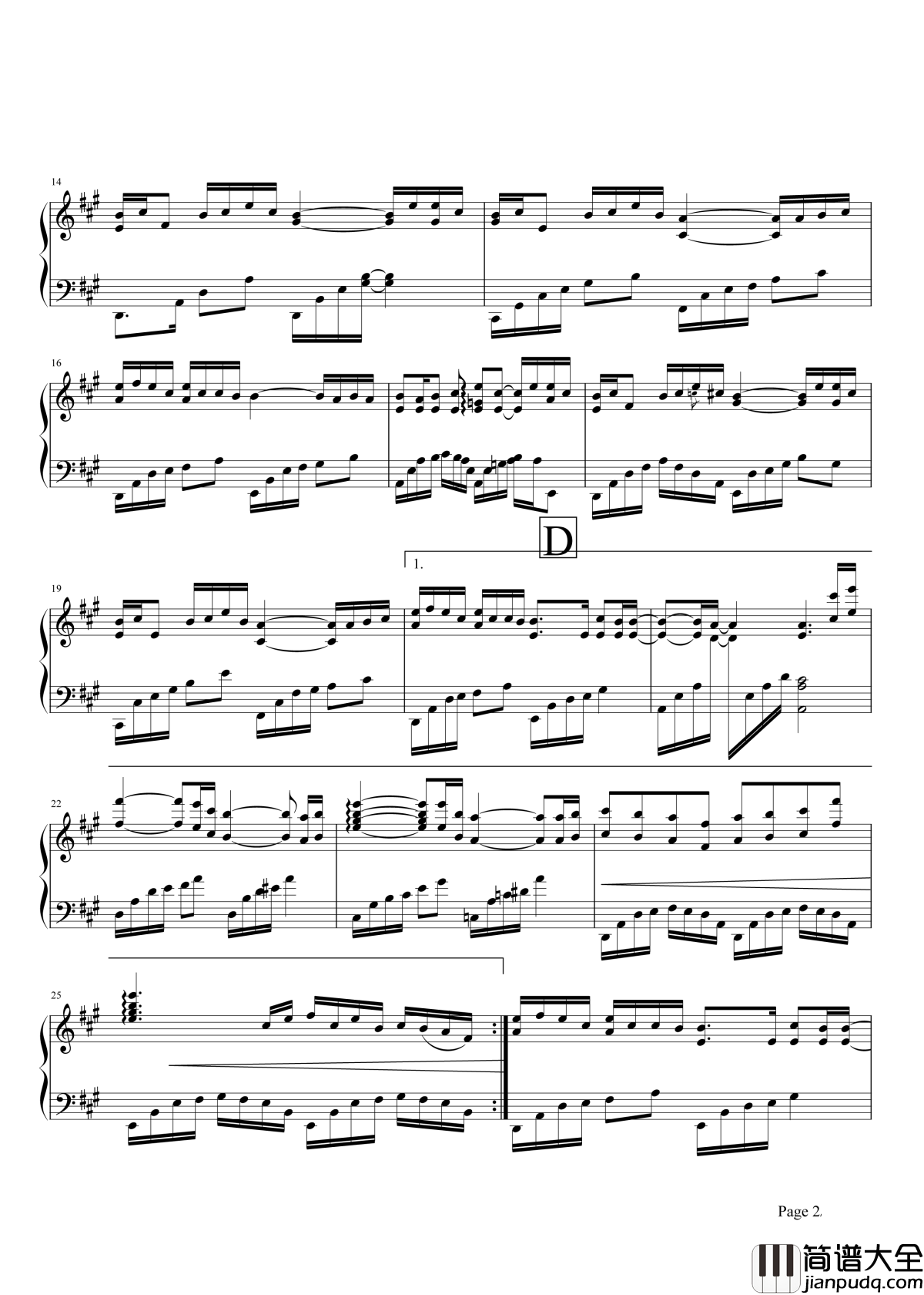 青花瓷钢琴谱_周杰伦_自顾自美丽,你眼带笑意