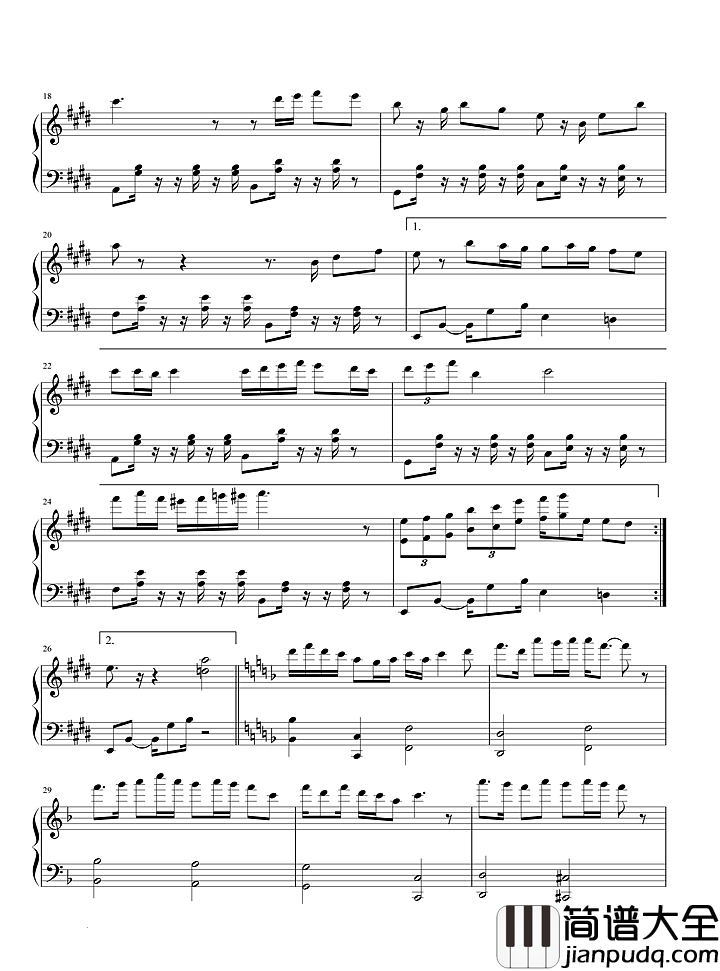 我要你钢琴谱|我要_你在我身旁