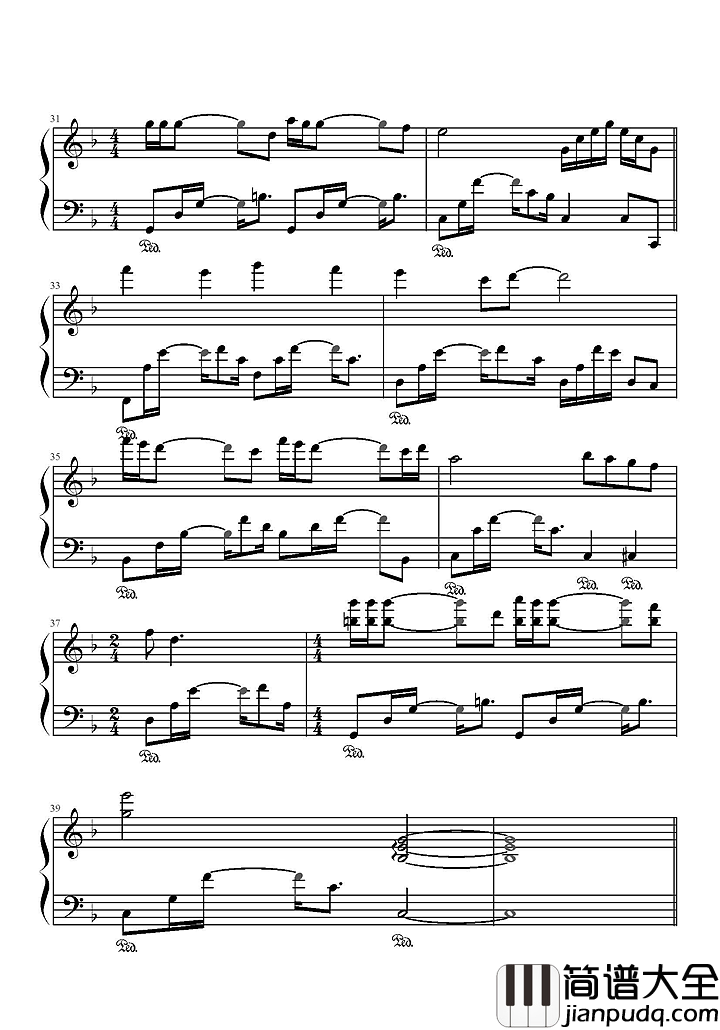 等我遇见你钢琴谱_李健_北京遇上西雅图之不二情书主题曲