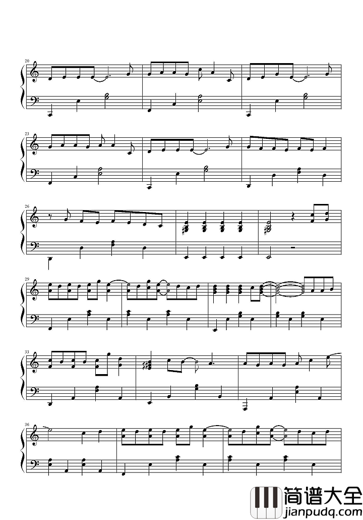 丑八怪钢琴谱_薛之谦_最美的丑八怪