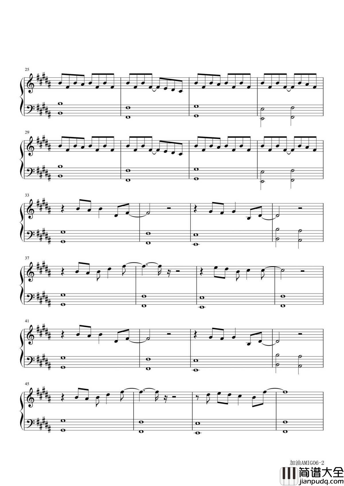 加油AMIGO钢琴谱|_我们的少年时代TFBOYS为青春发声