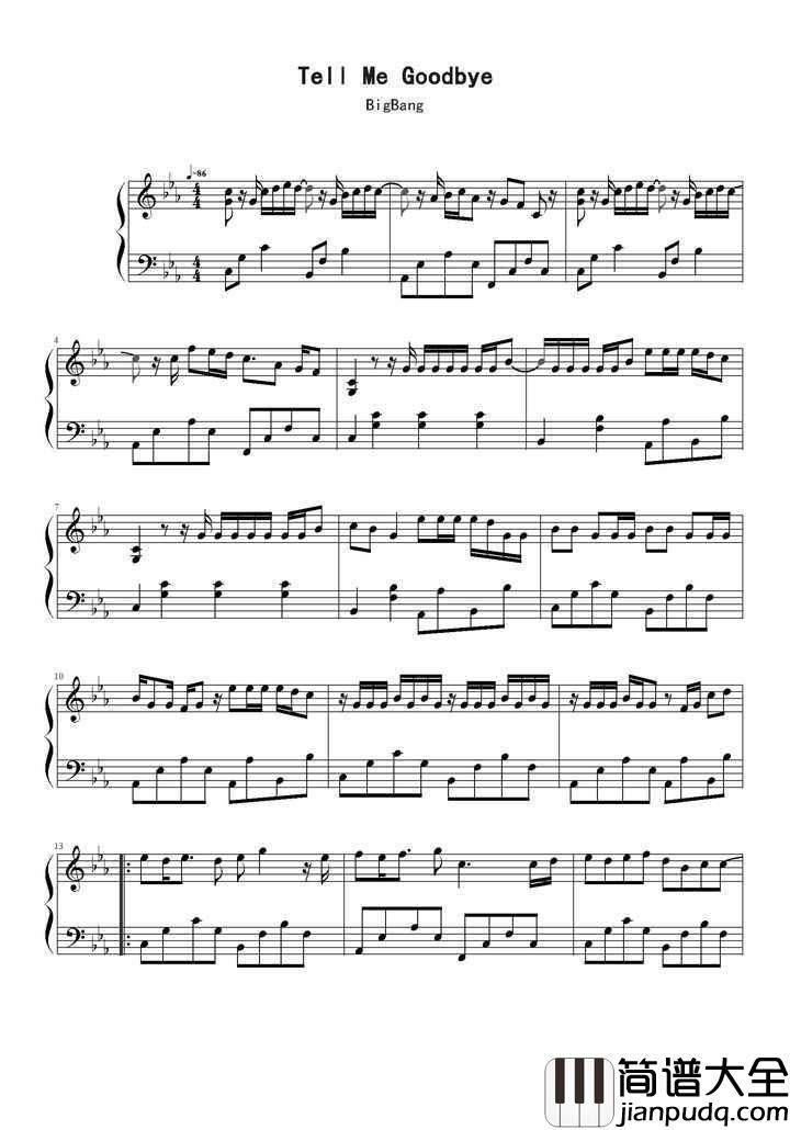 Tell_Me_Goodbye钢琴谱_bigbang|_跟我说再见