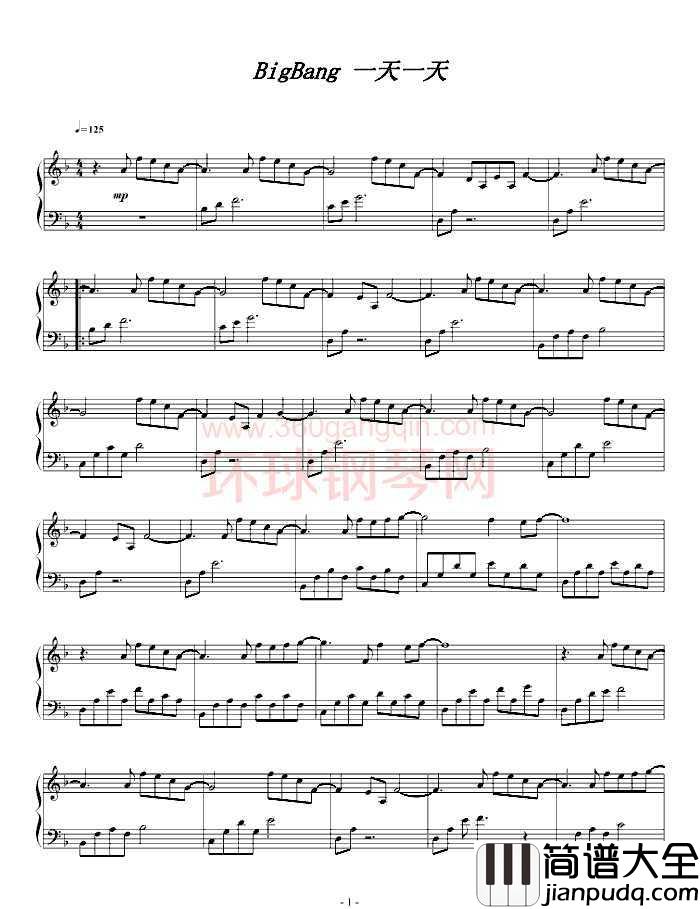 一天一天钢琴谱__BigBang|悲伤到痛哭