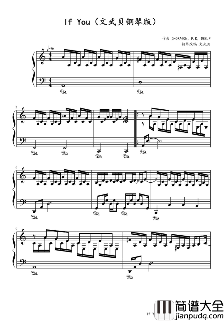 If_You钢琴谱_Big_Bang_如果那个人是你
