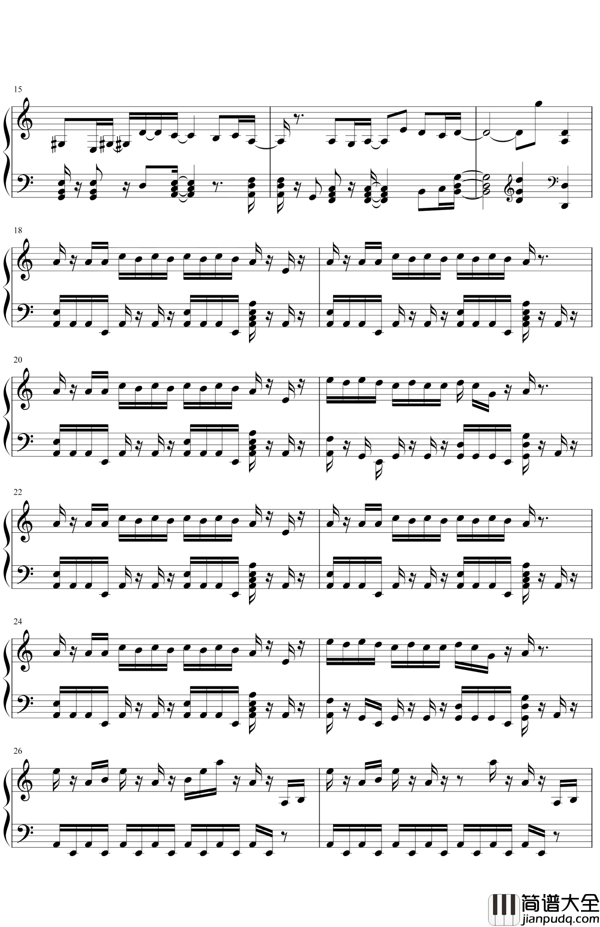 胡撸胡撸瓢儿钢琴谱_大张伟_亲爱的姑娘,让我轻抚你的长发