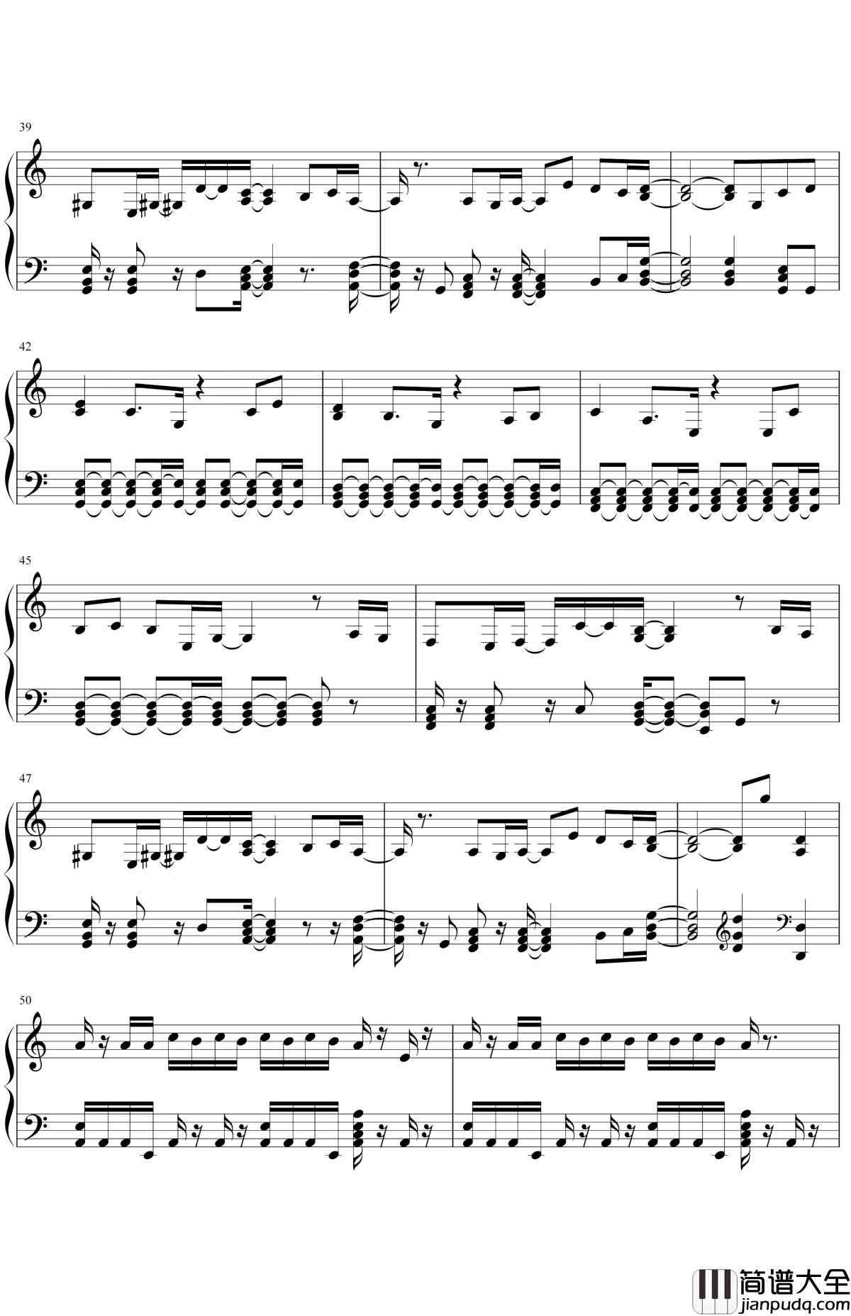 胡撸胡撸瓢儿钢琴谱_大张伟_亲爱的姑娘,让我轻抚你的长发