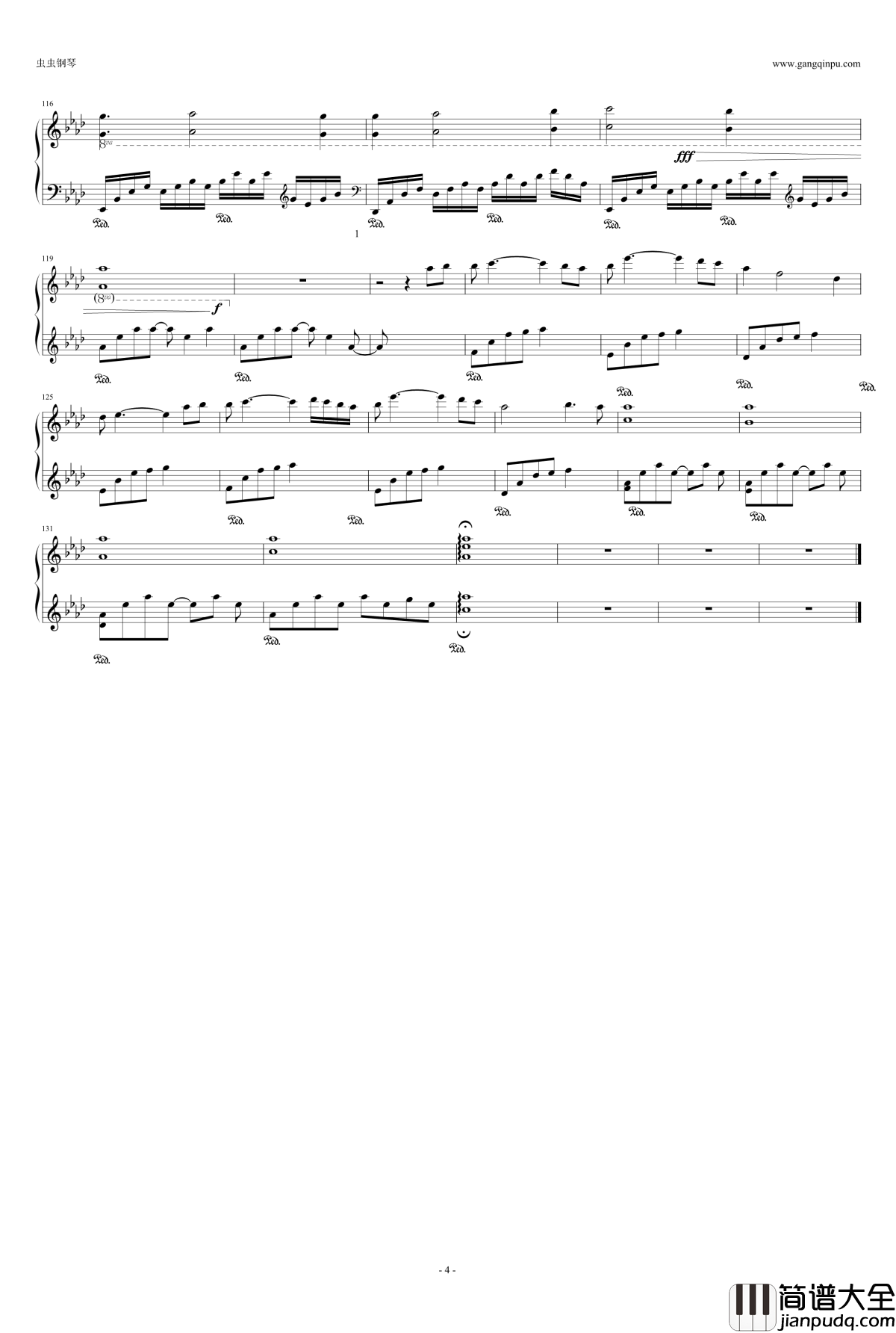 我心依旧钢琴谱_带指法_泰坦尼克号主题曲