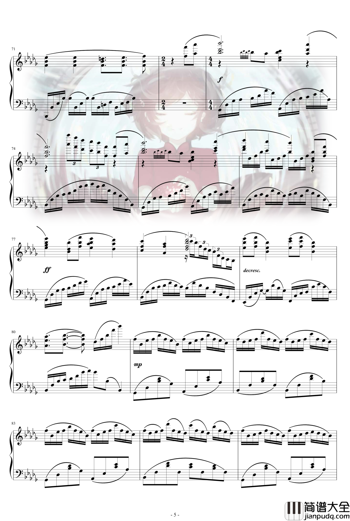 大鱼钢琴谱_印象曲_华丽独奏版_大鱼海棠