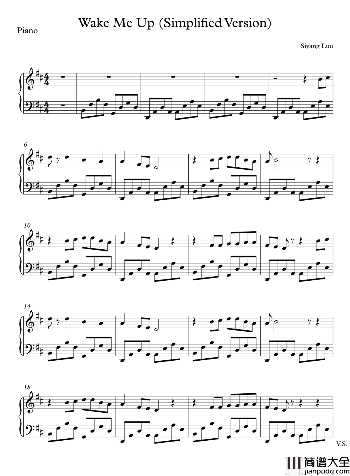 Wake_Me_Up钢琴谱___简易钢琴谱_Avicii