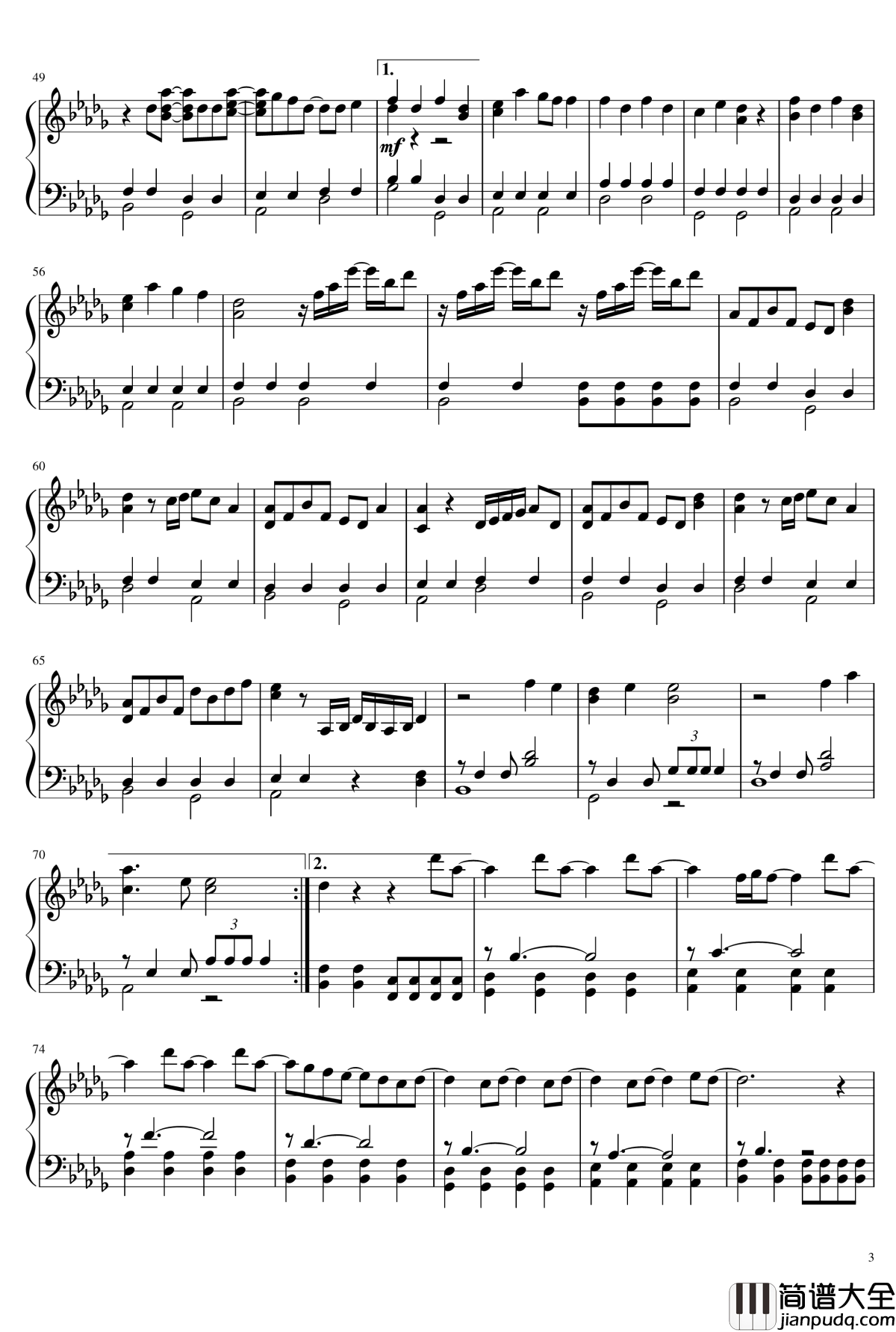 我们不战斗钢琴谱_僕たちは戦わない_AKB48