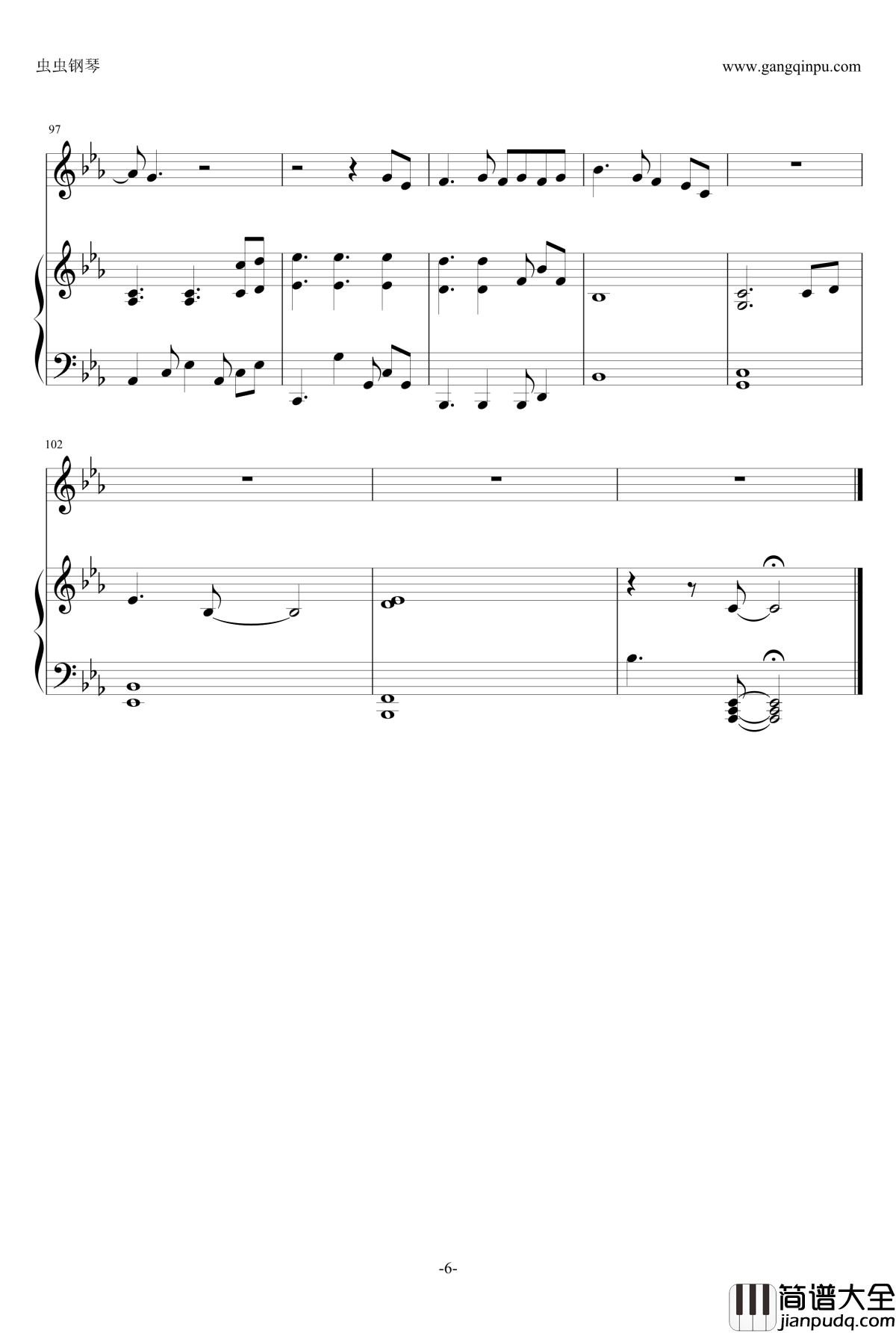 我的梦钢琴谱_张靓颖