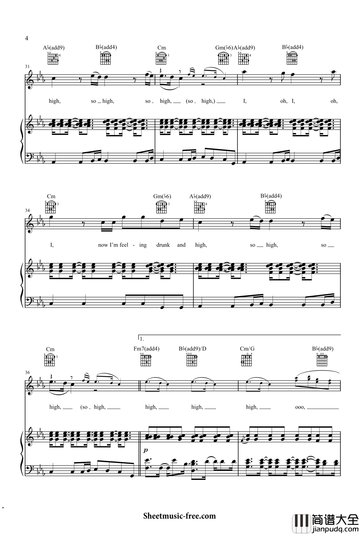 hymn_for_the_weekend钢琴谱_coldplay