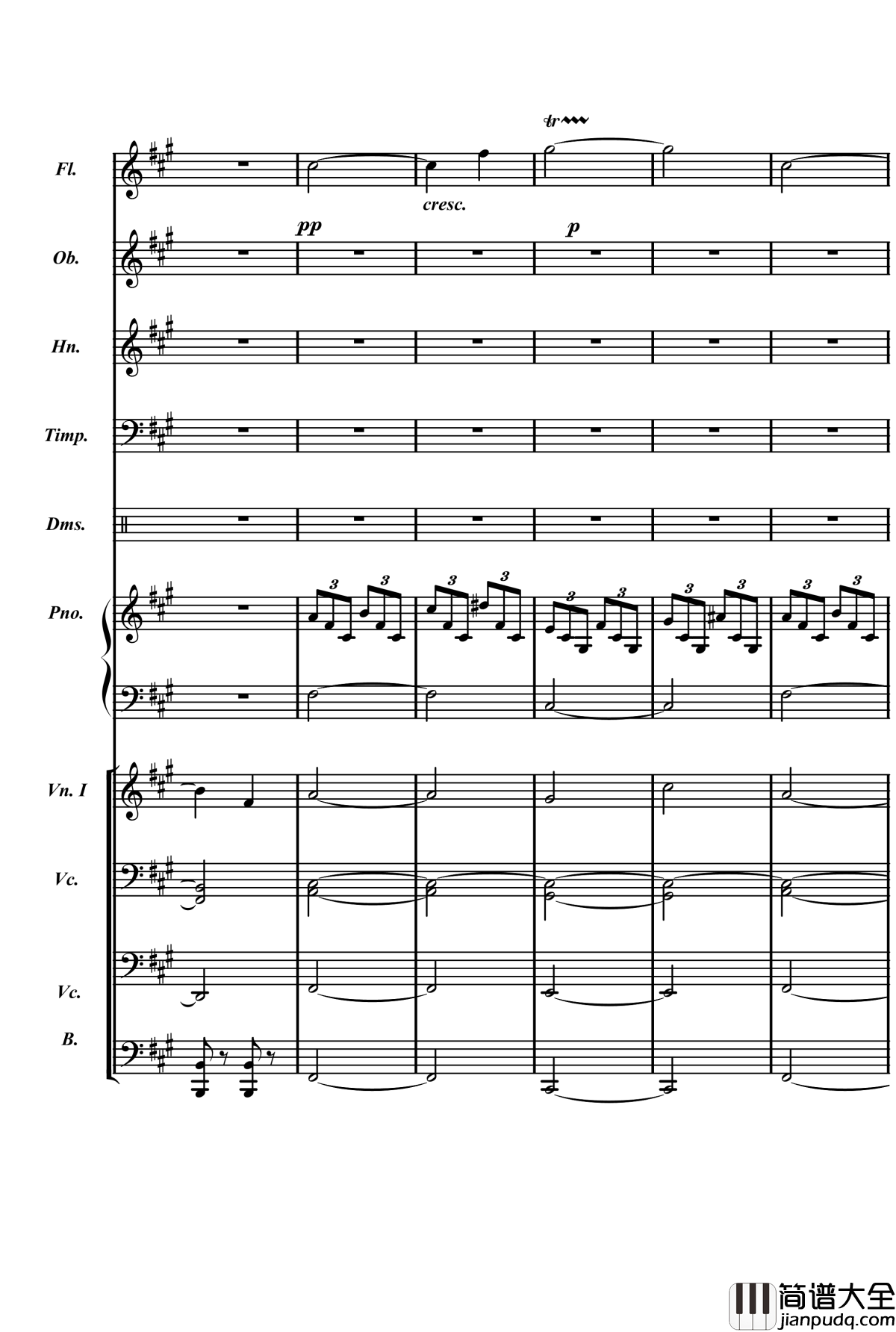 梦境飞逝钢琴谱_总谱_庸才