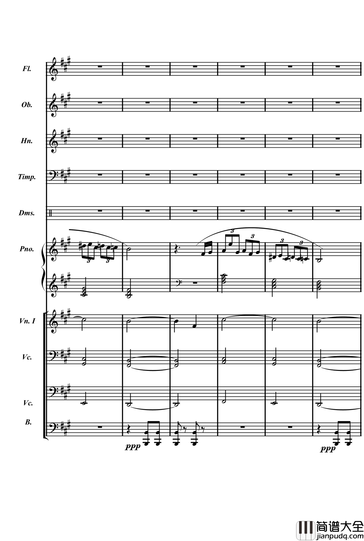 梦境飞逝钢琴谱_总谱_庸才