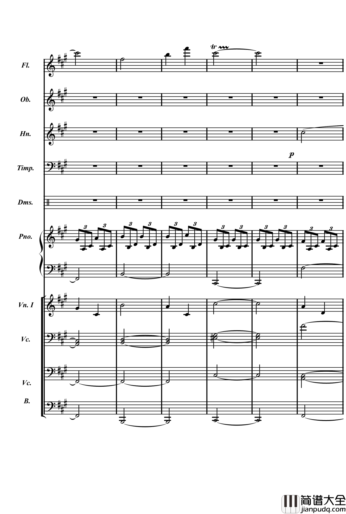 梦境飞逝钢琴谱_总谱_庸才